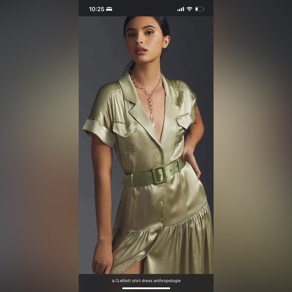 XL Anthropologie Dress (Elliott) moss green midi dress. - Picture 8 of 11